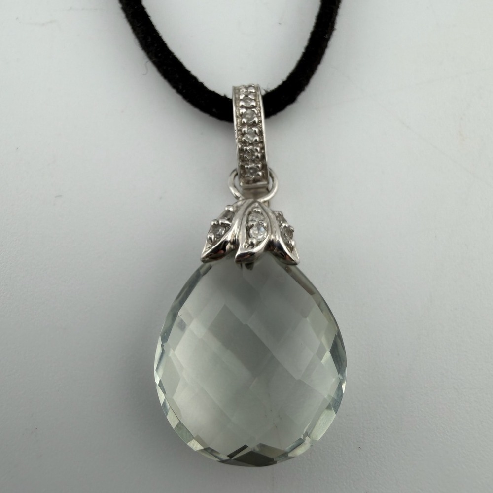 CID Clyde Duneier Vintage Green Amethyst Pendant Necklace Sterling Silver 925